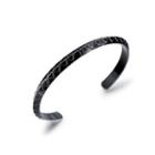 Simple And Fashion Plated Black Stripe Round 316l Stainless Steel Bangle Black - One Size