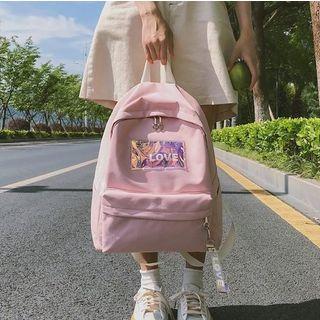 Oxford Cloth Plain Love Applique Backpack