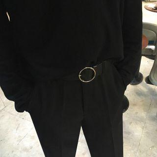 Circle Faux Leather Belt Black - One Size