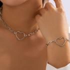 Set: Hollow Heart Necklace + Bracelet