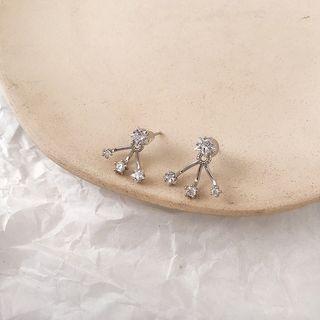 Rhinestone Star Earring Three Stars - Silver - One Size