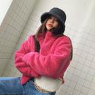 Sherpa-fleece Cropped Zip-up Jacket