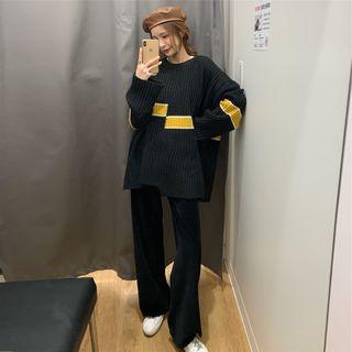 Striped Oversize Sweater / Wide-leg Pants