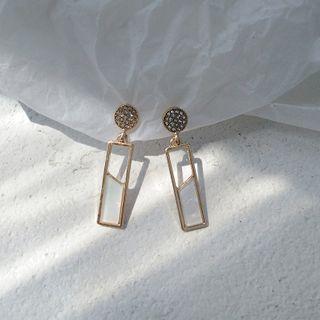 Sterling Silver Rectangle Drop Earring