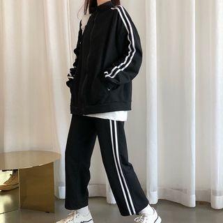 Striped-side Zip Jacket / Striped Sweatpants