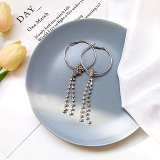 Rhinestone Fringed Hoop Earring As Shown In Figure - One Size