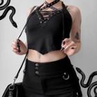 Strappy Lace-up Cropped Camisole Top
