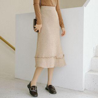 Midi A-line Knit Skirt As Shown In Figure - One Size
