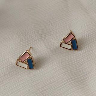 Geometric Earring 1 Pair - 925 Silver - Stud Earring - Gold - One Size