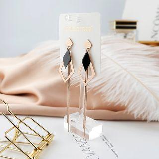 Stainless Steel Geometric Fringed Earring 1 Pair - E9523 - Rhombus - 2 Layers - One Size