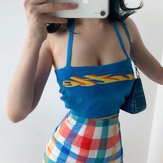 Spaghetti Strap Letter Print Top