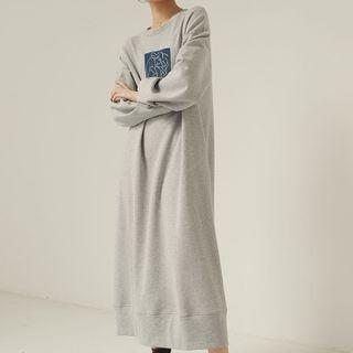 Maxi Printed Pullover Dress Gray - One Size
