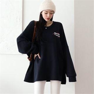 Letter-printed Fleece-lined Oversize Sweatshirt