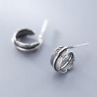 925 Sterling Silver Feather Earring Silver - One Size