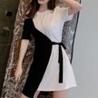 Asymmetric Cutout Tie-side Mini Dress