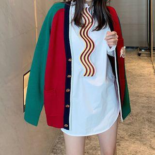 Striped Long Blouse / Color-block Loose-fit Sweater
