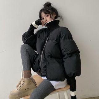 Long-sleeve Striped Padded Coat