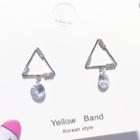 Rhinestone Triangle Dangle Earring 1 Pair - Silver - One Size