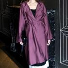 Tie-waist Trench Coat / Fringed A-line Midi Skirt