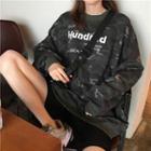Lettering Camouflage Round Neck Pullover As Shown In Figure - One Size