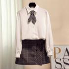 Set: Long-sleeve Shirt + Houndstooth Bow Tie