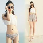 Set: Lace Halter Bikini + Shorts