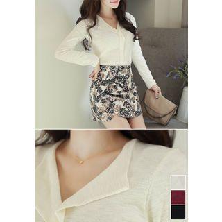 Collared Placket-front Top