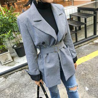 Peaked-lapel Belted Blazer