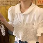Short-sleeve Blouse / Crochet Camisole Top