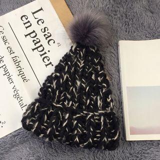 Pom Pom Melange Knit Beanie