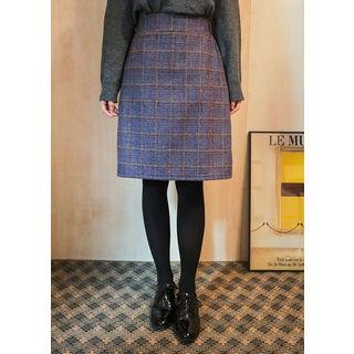 Tall Size H-line Check Midi Skirt