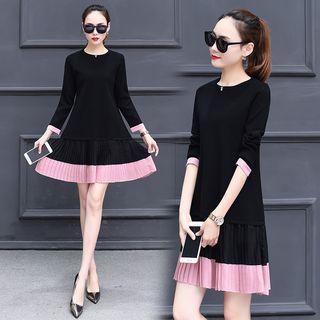 Pleated Panel Hem A-line Dress