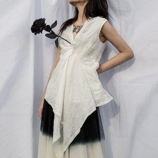 Sleeveless Front Knot Asymmetric Top