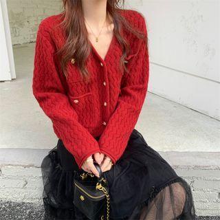 Cropped Cardigan / Mesh Midi A-line Skirt
