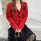 Cropped Cardigan / Mesh Midi A-line Skirt
