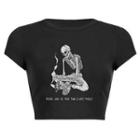 Skeleton Print Cropped T-shirt (various Designs)