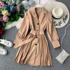 Single-breasted Long-sleeve Collared Dress