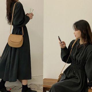 Smocked-waist Shirred Dress