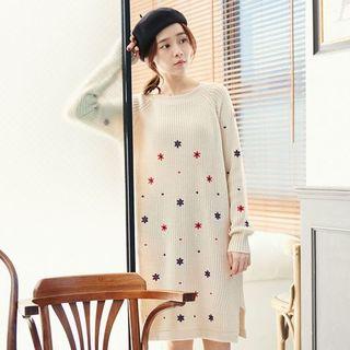 Embroidered Sweater Dress