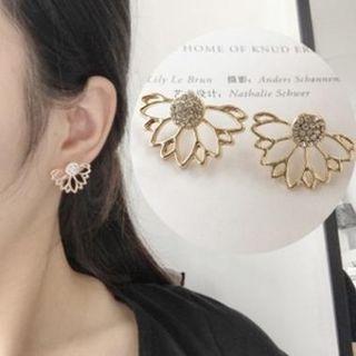 Alloy Rhinestone Lotus Earring