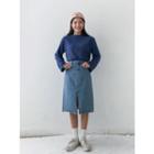 Slit-front Denim H-line Skirt