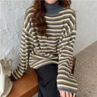 Striped Loose-fit Turtleneck Sweater