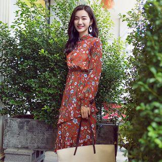 Ruffle Hem Floral Midi Dress