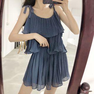 Set: Shoulder-tie Layered Top + Culottes