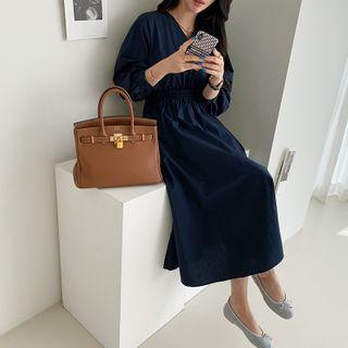 Bishop-sleeve Long Wrap Dress
