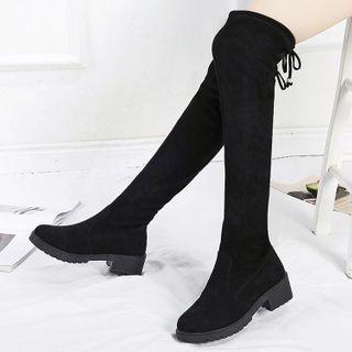 Bow Block Heel Short Boots / Over-the-knee Boots