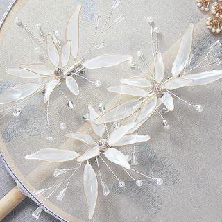 Wedding Flower Rhinestone Hair Clip White - One Size