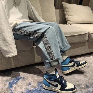 Paisley Panel Straight Leg Jeans