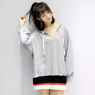 Striped Trim Hoodie Dress