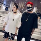 Couple Matching Crew-neck Elbow-sleeve T-shirt